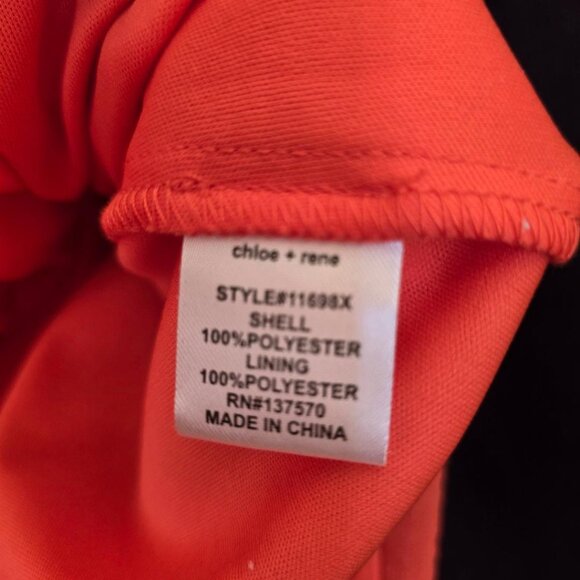 1X  Chloe+rene Sleeveless A-Line Lined Knee Length Shift Dress Orangie Red - Picture 6 of 9